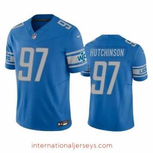 Premium Detroit Lions 97 Aidan Hutchinson Blue 2023 F.U.S.E  Vapor Untouchable Limited Stitched Jersey