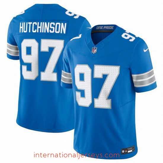 Outstanding Detroit Lions 97 Aidan Hutchinson Blue 2024 F.U.S.E Vapor Limited Stitched Jersey