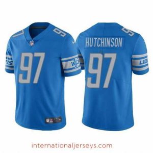 Top notch Detroit Lions 97 Aidan Hutchinson Blue NFL Draft Vapor Untouchable Limited Stitched Jersey