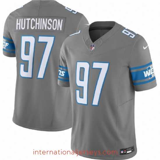 Finest Detroit Lions 97 Aidan Hutchinson Grey 2023 F.U.S.E Vapor Untouchable Limited Stitched Jersey
