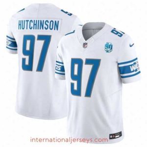 High quality Detroit Lions 97 Aidan Hutchinson White 2023 F.U.S.E  90th Anniversary Vapor Untouchable Limited Stitched Jersey