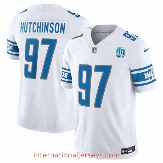 Superior Detroit Lions 97 Aidan Hutchinson White 2023 F.U.S.E 90th Anniversary Vapor Untouchable Limited Stitched Jersey