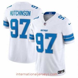 High quality Detroit Lions 97 Aidan Hutchinson White 2024 F.U.S.E  Vapor Limited Stitched Jersey