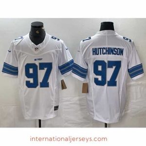 Top notch Detroit Lions 97 Aidan Hutchinson White 2024 F.U.S.E  Vapor Limited Stitched Jersey