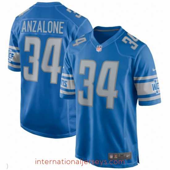 Exceptional Detroit Lions Alex Anzalone #34 Blue F.U.S.E Stitched Jersey