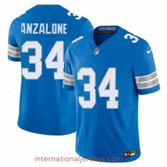 Deluxe Detroit Lions Alex Anzalone #34 Blue Vapor Stitched Nike NFL Jersey