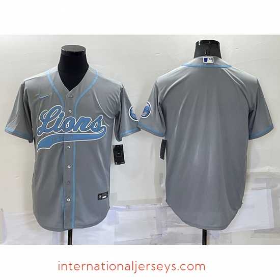 Top notch Detroit Lions Blank Gray Cool Base Stitched Baseball Jersey