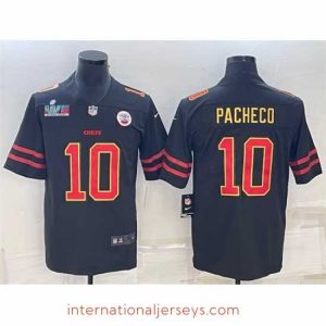 Finest Kansas City Chiefs 10 Isiah Pacheco Black Red Gold Super Bowl LVII Patch Vapor Untouchable Limited Stitched Jersey