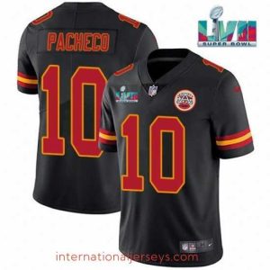 Superb Kansas City Chiefs 10 Isiah Pacheco Black Super Bowl LVII Patch Vapor Untouchable Limited Stitched Jersey