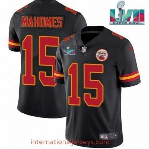 Superb Kansas City Chiefs 15 Patrick Mahomes Black Super Bowl LVII Patch Vapor Untouchable Limited Stitched Jersey