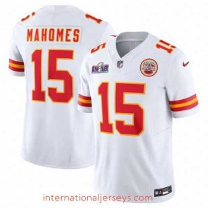 Top notch Kansas City Chiefs 15 Patrick Mahomes White 2023 F.U.S.E  Vapor Untouchable Limited Stitched 2024 Super Bowl LVIII Jersey