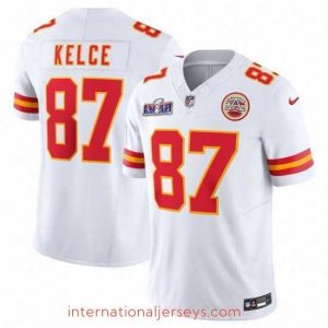 Finest Kansas City Chiefs 87 Travis Kelce White 2023 F.U.S.E  Vapor Untouchable Limited Stitched 2024 Super Bowl LVIII Jersey