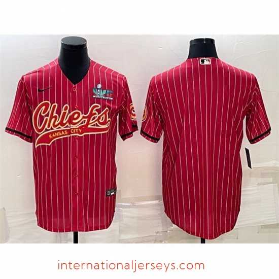 High quality Kansas City Chiefs Blank Red With Super Bowl LVII Patch Cool Base Stitched Baseball Jersey