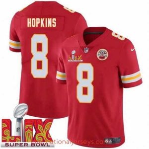 High quality Kansas City Chiefs DeAndre Hopkins #8 Red 2024 2025 Super Bowl LIX F.U.S.E Stitched Jersey