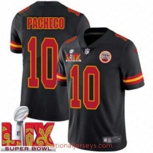 Outstanding Kansas City Chiefs Isiah Pacheco #10 Black 2024 2025 Super Bowl LIX F.U.S.E Stitched Jersey