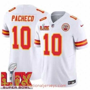 Superb Kansas City Chiefs Isiah Pacheco #10 White 2024 2025 Super Bowl LIX F.U.S.E Stitched Jersey