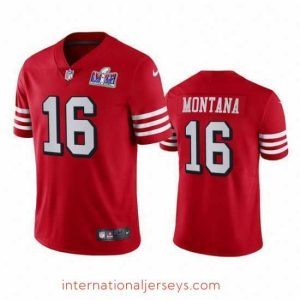Outstanding NFL San Francisco 49ers 16 Joe Montana Red Throwback Vapor Untouchable Limited Stitched 2024 Super Bowl LVIII Jersey