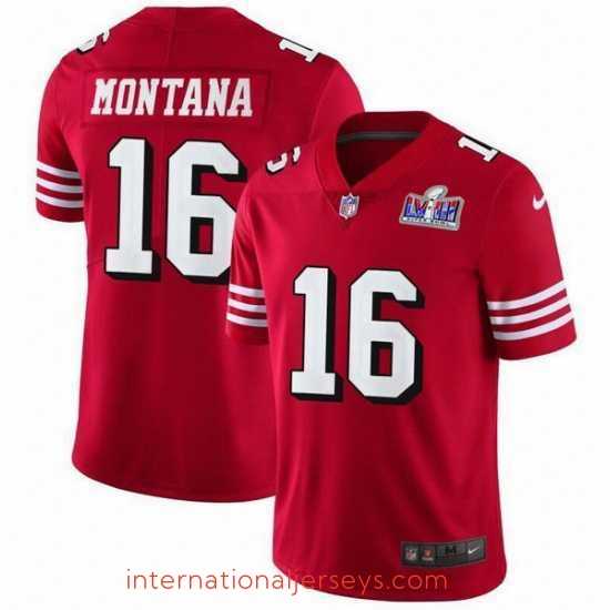 High quality NFL San Francisco 49ers 16 Joe Montana Red Vapor Untouchable Limited Stitched 2024 Super Bowl LVIII Jersey