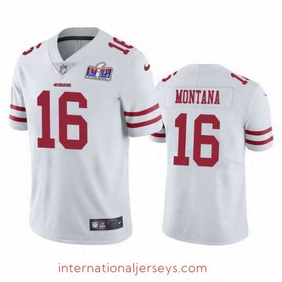 Exquisite NFL San Francisco 49ers 16 Joe Montana White Vapor Untouchable Limited Stitched 2024 Super Bowl LVIII Jersey