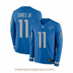 Outstanding Nike Detroit Lions 11 Marvin Jones Jr Limited Blue Therma Long Sleeve NFL Jersey