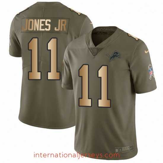 Deluxe Nike Detroit Lions 11 Marvin Jones Jr Limited OliveGold Salute to Service NFL Jersey