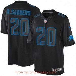 Premium Nike Detroit Lions 20 Barry Sanders Limited Black Impact NFL Jersey