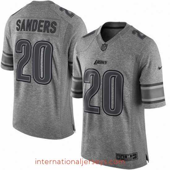Superb Nike Detroit Lions 20 Barry Sanders Limited Gray Gridiron NFL Jersey