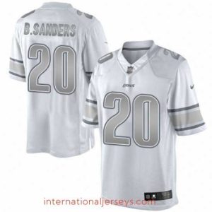 Top notch Nike Detroit Lions 20 Barry Sanders Limited White Platinum NFL Jersey