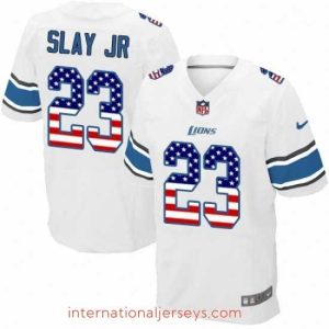 Superior Nike Detroit Lions 23 Darius Slay Jr Elite White Road USA Flag Fashion NFL Jersey