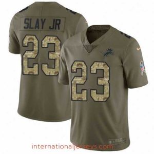 High quality Nike Detroit Lions 23 Darius Slay Jr Limited Olive Camo Salute to Service NFL Jersey