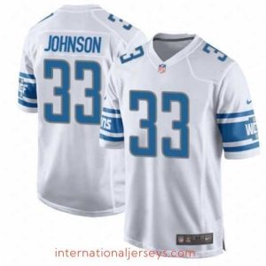 Premium Nike Detroit Lions 33 Kerryon Johnson Game White NFL Jersey