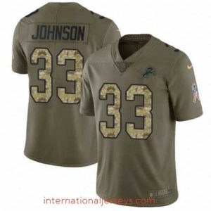 Exceptional Nike Detroit Lions 33 Kerryon Johnson Limited OliveCamo Salute to Service NFL Jersey