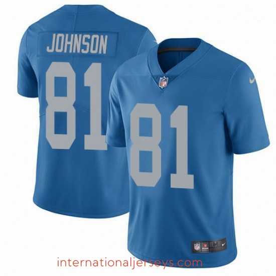 Exquisite Nike Detroit Lions 81 Calvin Johnson Elite Blue Alternate NFL Jersey