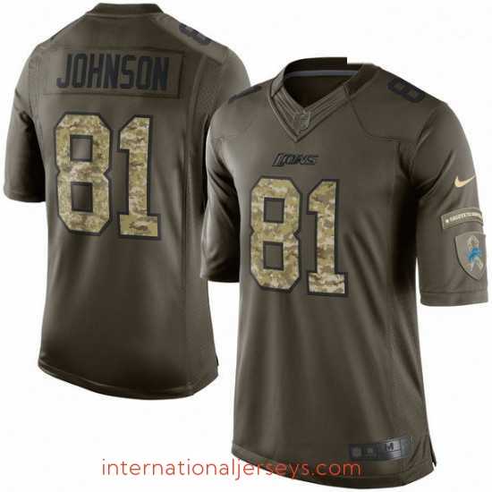 Premium Nike Detroit Lions 81 Calvin Johnson Elite Green Salute to Service NFL Jersey