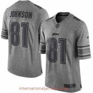 Top notch Nike Detroit Lions 81 Calvin Johnson Limited Gray Gridiron NFL Jersey