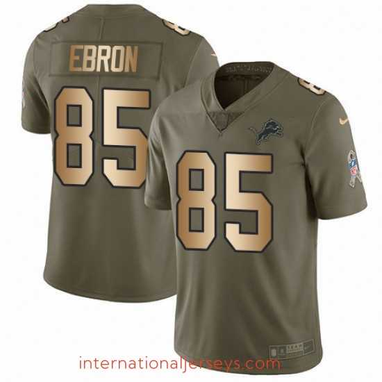 Superb Nike Detroit Lions 85 Eric Ebron Limited OliveGold Salute to Service NFL Jersey