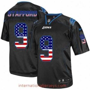 High quality Nike Detroit Lions 9 Matthew Stafford Elite Black USA Flag Fashion NFL Jersey