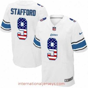 Superior Nike Detroit Lions 9 Matthew Stafford Elite White Road USA Flag Fashion NFL Jersey