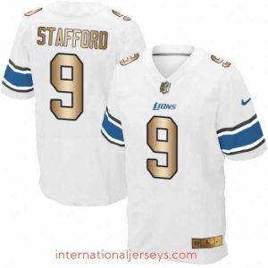 Exceptional Nike Detroit Lions 9 Matthew Stafford Elite WhiteGold NFL Jersey