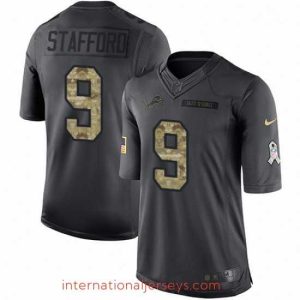 Finest Nike Detroit Lions 9 Matthew Stafford Limited Black 2016 Salute to Service NFL Jersey
