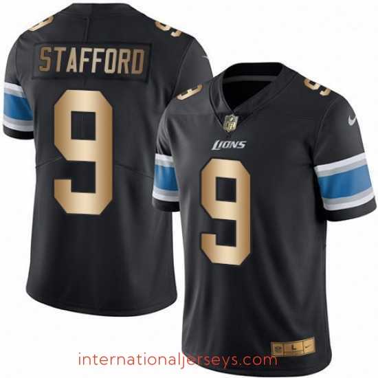 Exquisite Nike Detroit Lions 9 Matthew Stafford Limited BlackGold Rush NFL Jersey