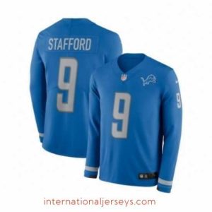 Exquisite Nike Detroit Lions 9 Matthew Stafford Limited Blue Therma Long Sleeve NFL Jersey