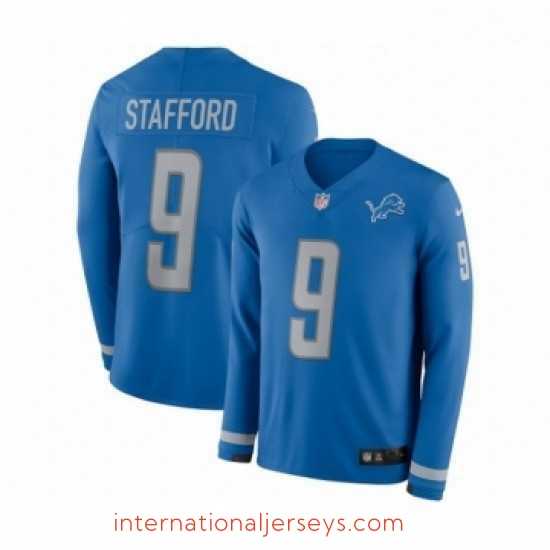 Exquisite Nike Detroit Lions 9 Matthew Stafford Limited Blue Therma Long Sleeve NFL Jersey