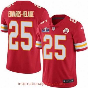 Top notch Nike Kansas City Chiefs 25 Clyde Edwards Helaire Red Team Color Bound Stitched NFL Vapor Untouchable Limited 2024 Super Bowl LVIII Jersey