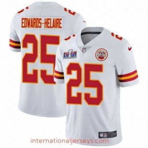 Superb Nike Kansas City Chiefs 25 Clyde Edwards Helaire White Bound Stitched NFL Vapor Untouchable Limited 2024 Super Bowl LVIII Jersey