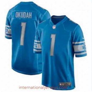 Outstanding Nike Lions 1 Jeff Okudah Blue Vapor Limited Jersey 2020 NFL Draft