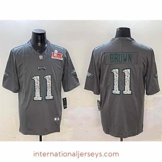 Superior Philadelphia Eagles 11 A J Brown Gray 2025 Super Bowl LIX Patch Fashion Vapor Untouchable Limited Stitched Football Jersey