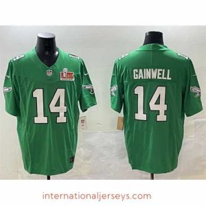 Exceptional Philadelphia Eagles 14 Kenneth Gainwell Green 2025 Super Bowl LIX Patch F.U.S.E  Throwback Vapor Untouchable Limited Stitched Football Jersey