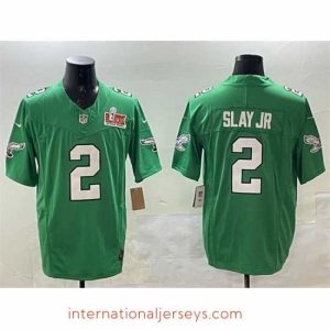 Deluxe Philadelphia Eagles 2 Darius Slay Jr  Green 2025 Super Bowl LIX Patch F.U.S.E  Throwback Vapor Untouchable Limited Stitched Football Jersey