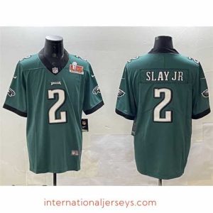 Superior Philadelphia Eagles 2 Darius Slay Jr  Green 2025 Super Bowl LIX Patch Vapor Untouchable Limited Stitched Football Jersey